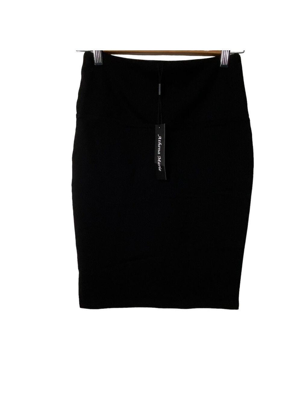 Athena Marie black pencil skirt jersey tommy control top upper band Small